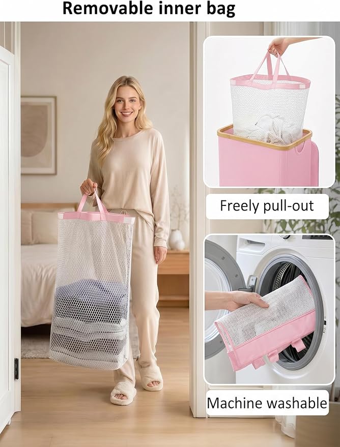 iEGrow Laundry Hamper with Lid, 110L Large Laundry Basket with Handle and Lid - Image 5