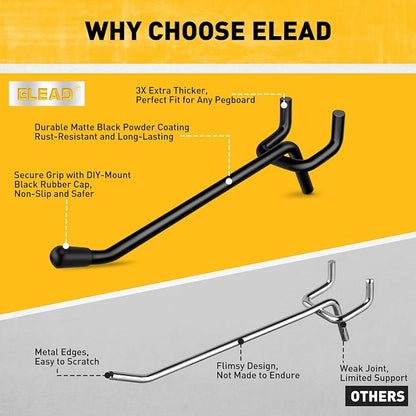 ELEAD 60-Piece 4 Inch Extra Thick Pegboard Hooks, Heavy Duty Peg Board - Image 4