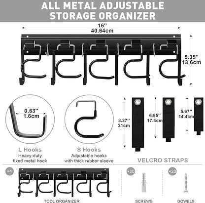 LEYU Metal Garage Tool Organizer Wall Mount, 4 Pack Garden Tool Organizer - Image 9
