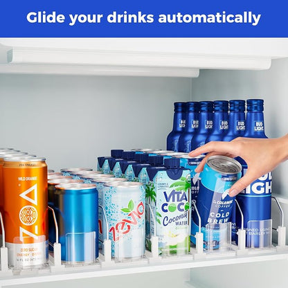 Puricon Drink Organizer for Fridge Pusher Glide, Spring Loaded Fridge Drink - Image 2