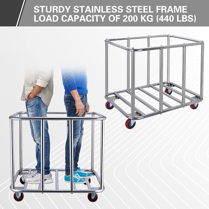 Commercial Laundry Cart with Wheels, 400L Large Industrial Laundry Cart - Image 2