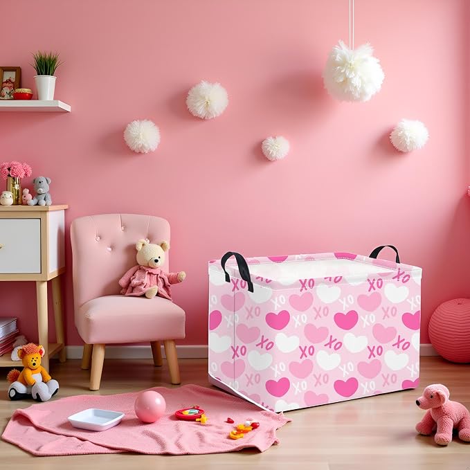 Rectangular Valentines Basket for Home Kitchen Girls Cute Kids Storage Bin - Image 5