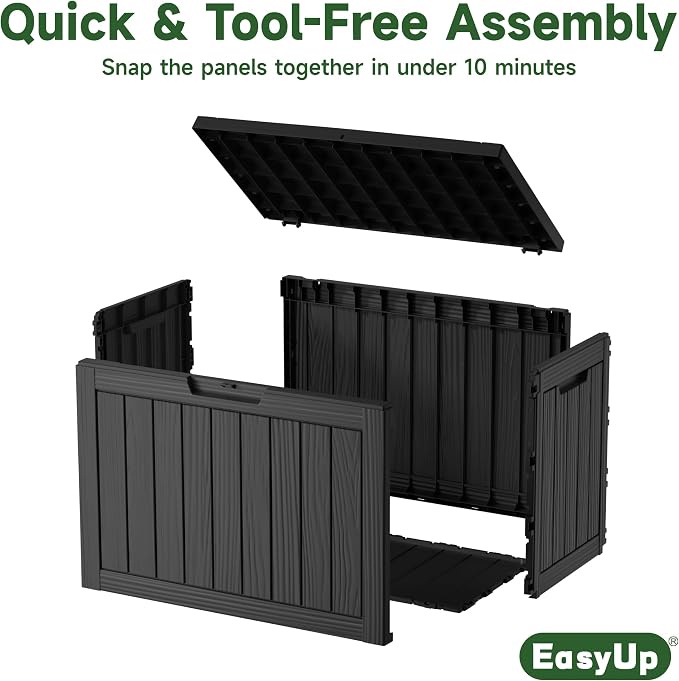 EasyUp 45 Gallon Outdoor Storage Box, Resin Waterproof UV-Resistant Deck Box - Image 5