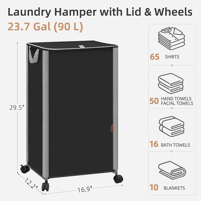 STORAGE MANIAC Rolling Laundry Hamper - Image 3