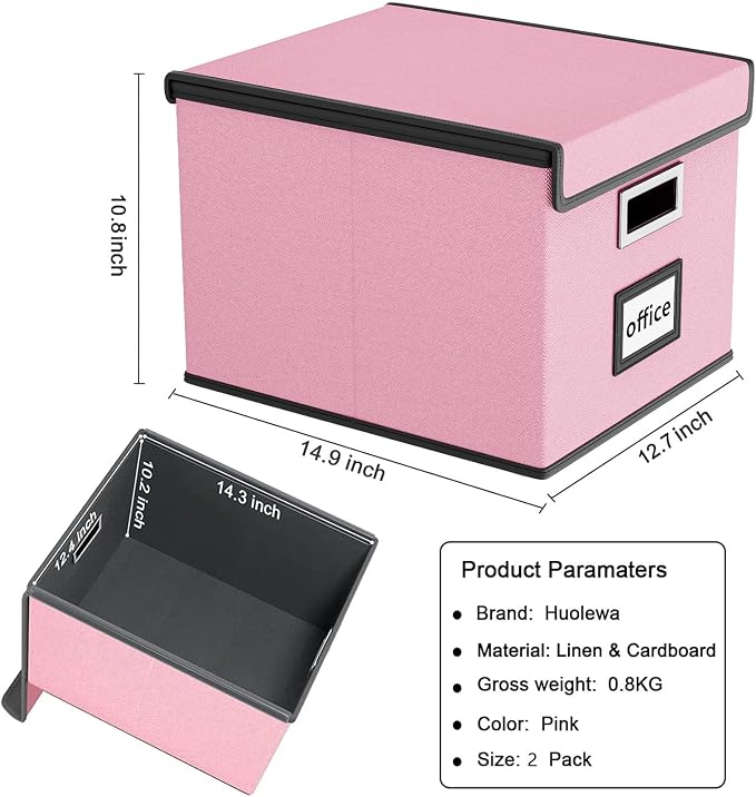 File Organizer Box with Lids, Collapsible File Folder Organizer | File Box with - Image 6