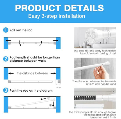 1 Pack Spring Tension Rod, Adjustable 18-26 Inch No Drill, Fits Windows Kitchen - Image 7
