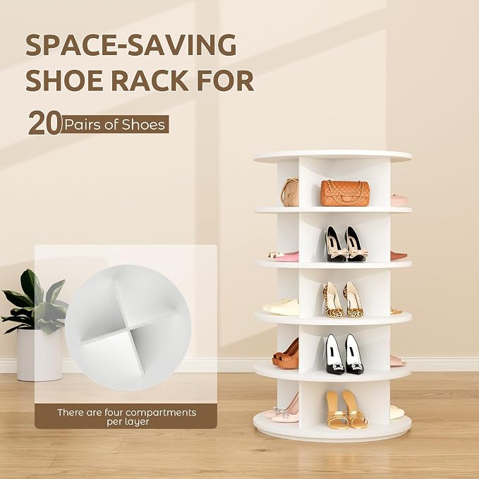 Rotating Shoe Rack 5 Tier Spinning Shoes Organizer Tower - Image 5