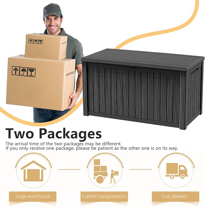 EasyUp 180 Gallon Deck Boxes Outdoor Waterproof, Resin Outside Storage Box - Image 8