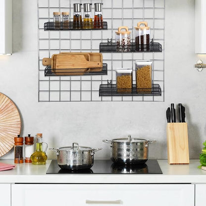 4 Pcs Black Metal Grid Wall Baskets - Image 6