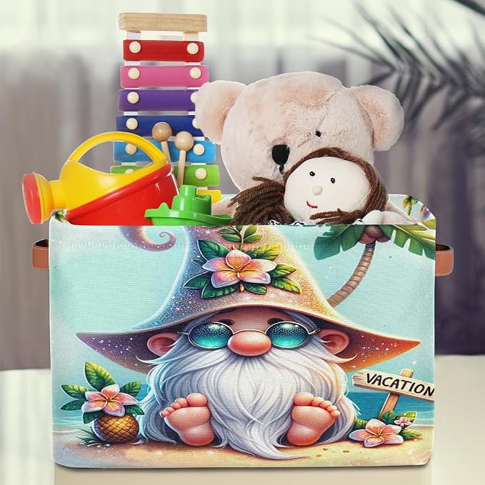 Pardick Summer Gnome Cute Basket Storage Bins Large Fabric Toys Storage Cube Box - Image 3