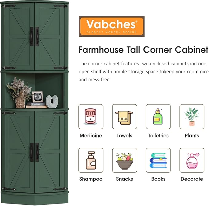 Vabches 64.8" Tall Farmhouse Corner Cabinet - Image 5