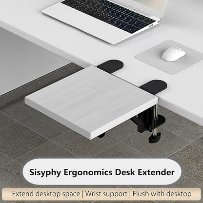 Sisyphy Ergonomics Desk Extender Tray, 9.5x9.1" Punch-Free Clamp on, Foldable - Image 2