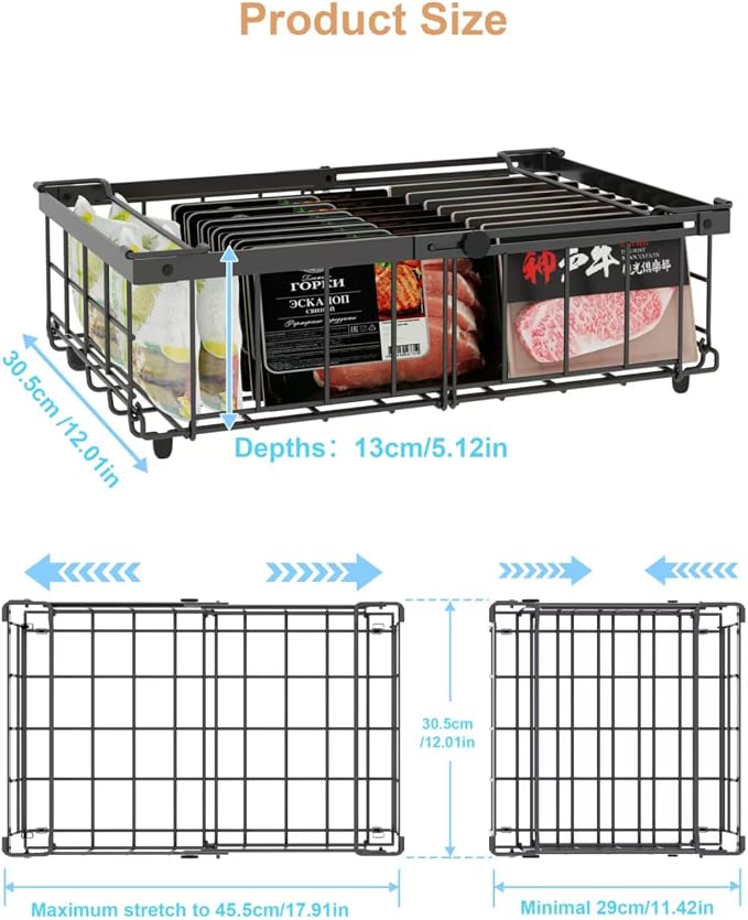 UMDONX 4 Pack Expandable Freezer Organizer Bins Large Freezer organizer Bins - Image 2