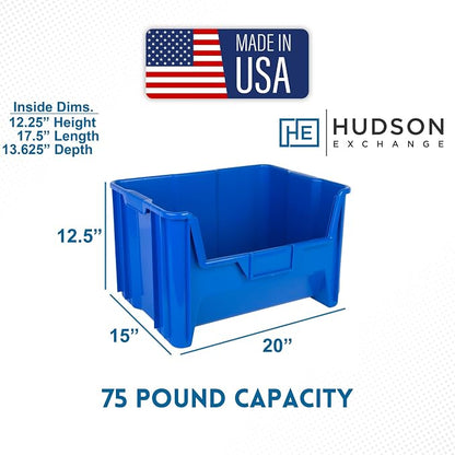 Hudson Exchange 20" x 15" x 12.5" Plastic Giant Stackable Hopper Bin Container - Image 2