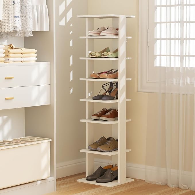 Tangkula 8-Tier Vertical Shoe Rack, Space-Saving Corner Shoe Organizer - Image 3