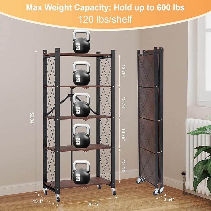 5-Tier Foldable Storage Shelves - Image 3