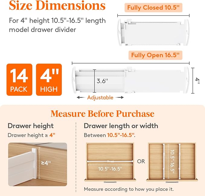 Lifewit 14 Pack Drawer Dividers - Image 2