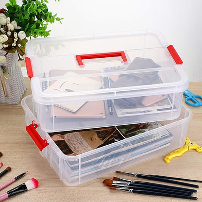 BTSKY 2 Layer Stack & Carry Box, Plastic Multipurpose Portable Storage - Image 2