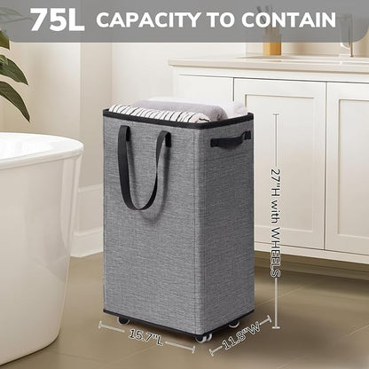Goodpick 75L Rolling Laundry Basket, Large Laundry Hamper - Image 2