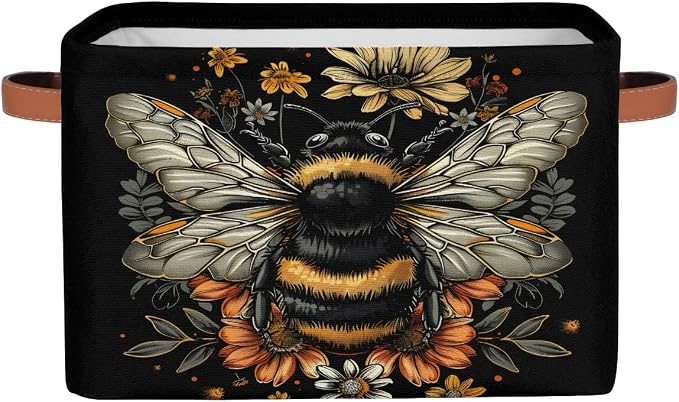 Pardick Basket Storage Bins Animal Bee Black Rectangle Cube Basket Box Kids by Pardick