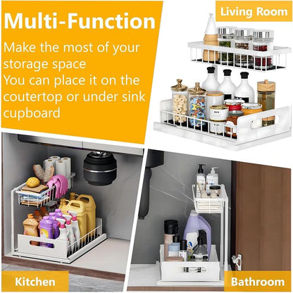 Ceetug Slide Out Under Sink Organizers and Storage, 2 Pack | 2 Tier, Sturdy - Image 5