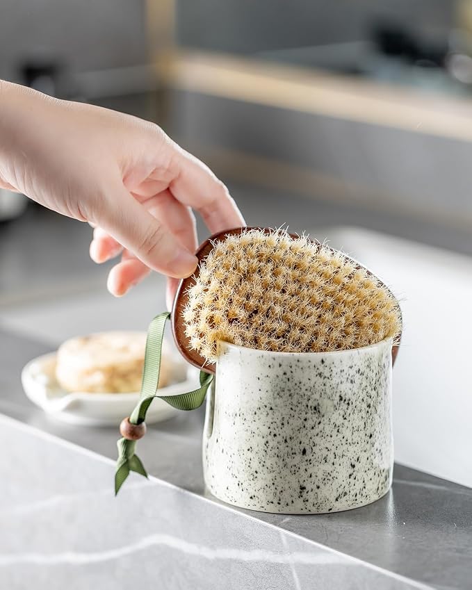 Kitchen Sink Sponge Holder, Dish Sponge Rack Ceramic Brush Holder Farmhouse - Image 6