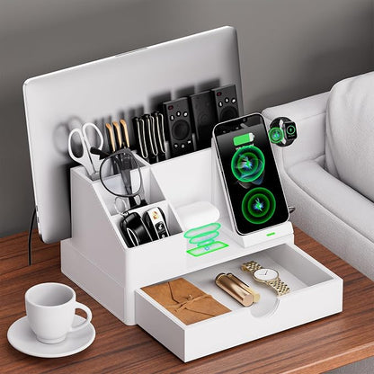 Sleek White PU Leather Charging Station - Image 3