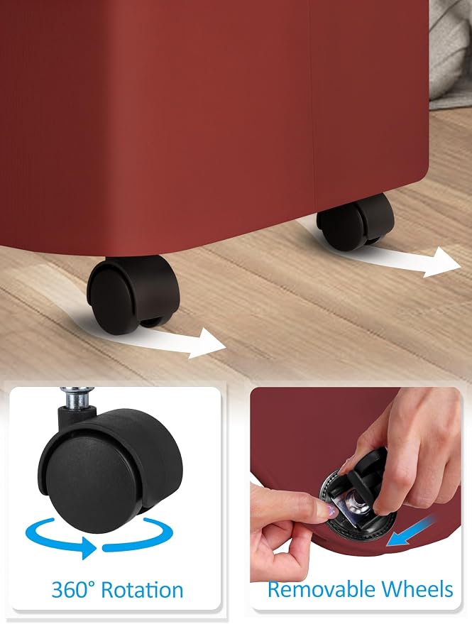 efluky Laundry Basket with Wheels, Tall Rolling Laundry Hamper with Lid and - Image 3