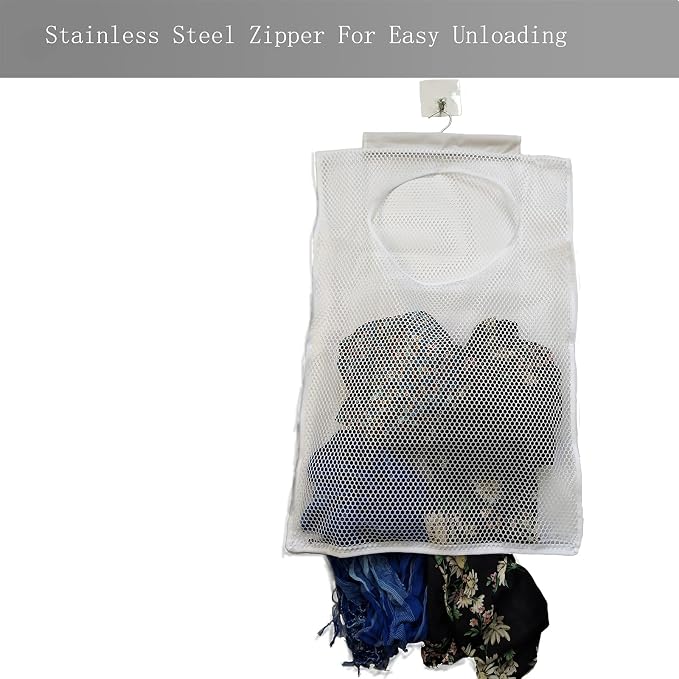 Hanging Mesh Laundry Hamper Large Dirty Clothes Bag | Can Be Used Behind The - Image 4