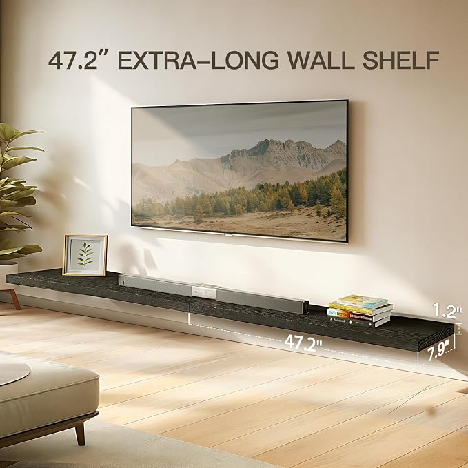 AMADA HOMEFURNISHING Floating Shelves Wall Mounted, 47 x 8 Inch Wall Shelves - Image 4