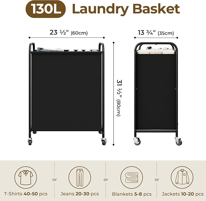 GRANNY SAYS 2 Section 130L Laundry Sorter, Large Laundry Hamper Basket - Image 2