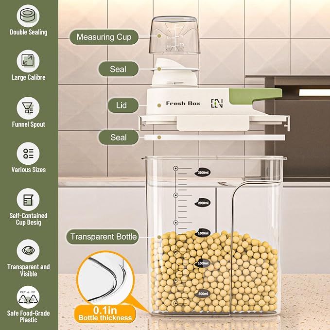 Cereal Storage Container 4Pack, 85oz/2.5L Airtight Food Storage Containers - Image 3