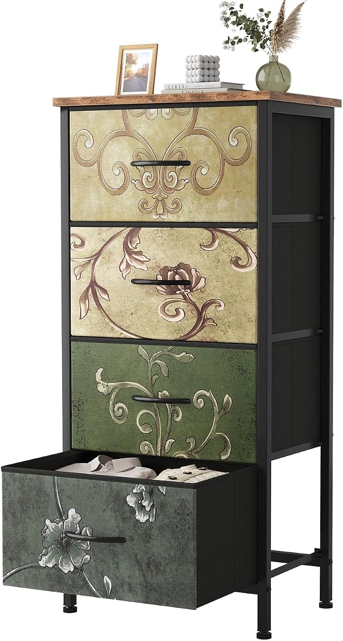 Sweetcrispy Dresser for Bedroom, 4 Drawer Storage Cabinet, Tall Nightstand | by Sweetcrispy