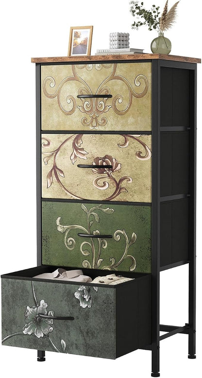 Sweetcrispy Dresser for Bedroom, 4 Drawer Storage Cabinet, Tall Nightstand | by Sweetcrispy