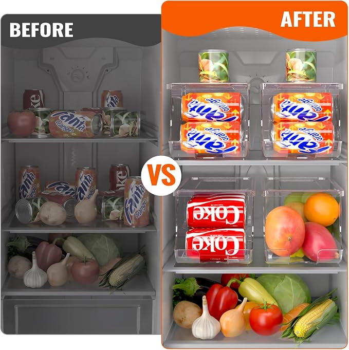 4 Pack Soda Can Organizer for Refrigerator, Stackable Canned Food Pop Cans - Image 6