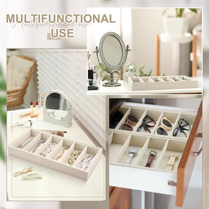 4 Pcs Velvet Sunglasses Organizer Tray 6 Grid Sunglass Organizer Velvet Tray - Image 4
