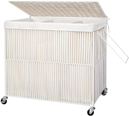 WOWLIVE Laundry Hamper with Wheels, 160L Handwoven Rolling Laundry Basket 3 by WOWLIVE