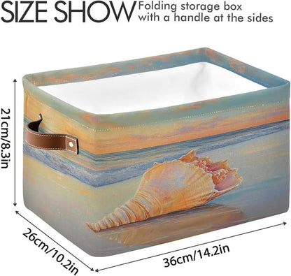 Golden Beach with Conch Shell Storage Bins Box Foldable Shelf Basket - Image 3