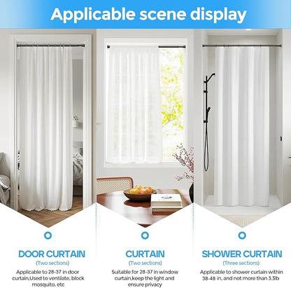 Spring Tension Curtain Rod 28-48'' 6 Pcs Black Adjustable Rods | 5/8'' Diameter - Image 5