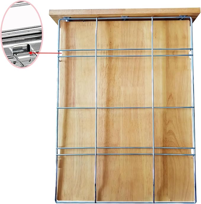 DINDON 2 Tier Pull Out Cabinet Organizer Slide Out Wood Shelf Double Tier - Image 7