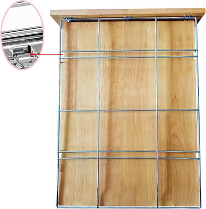 DINDON 2 Tier Pull Out Cabinet Organizer Slide Out Wood Shelf Double Tier - Image 7