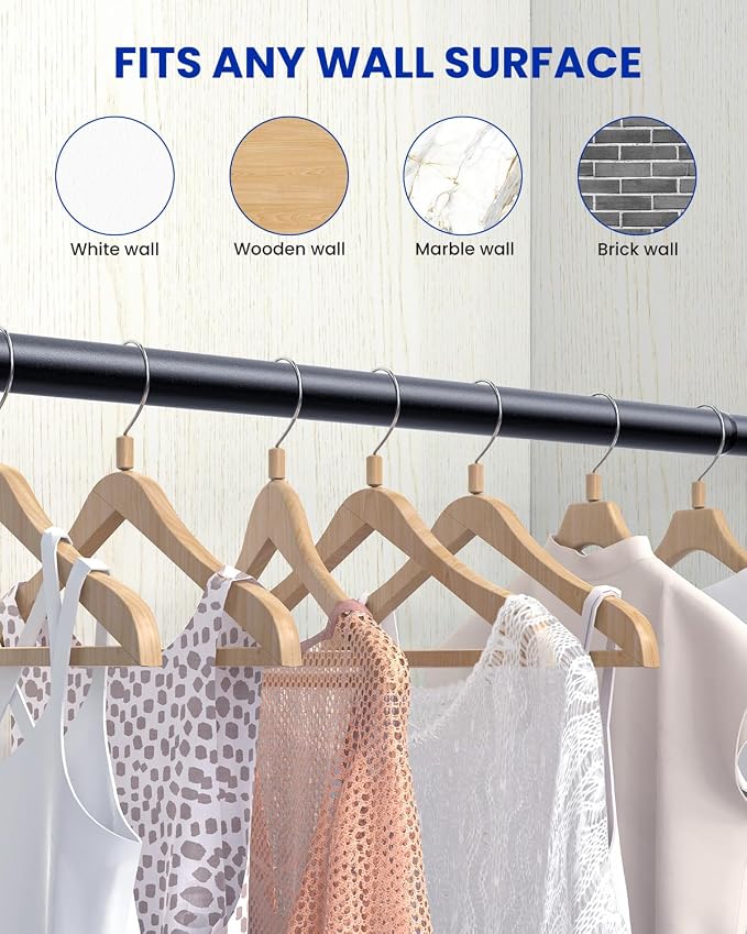 Closet Rods for Hanging Clothes, 17 to 54 Inches Stepless Adjustable Metal - Image 8
