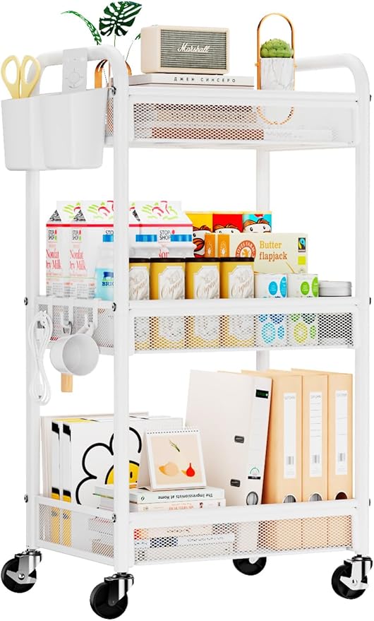 YASONIC 3 Tier Rolling Cart – Metal Utility Storage Carts by YASONIC