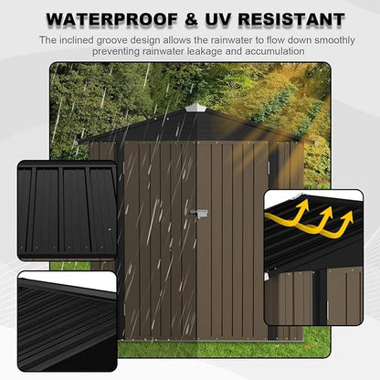 JUMMICO Metal Outdoor Storage Shed 6 x 4 FT Metal Shed - Image 4