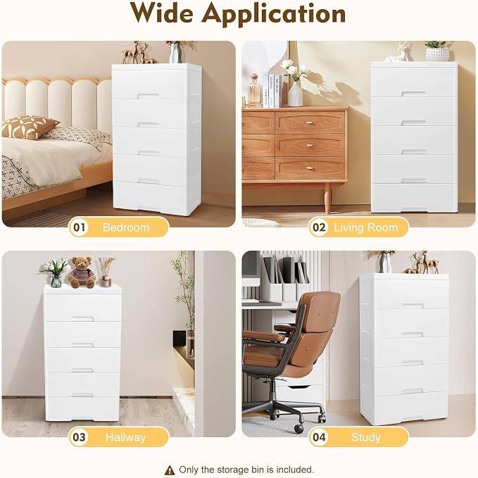 Plastic Drawers Dresser Storage Cabinet 5 Drawer Stackable Vertical Clothes - Image 8