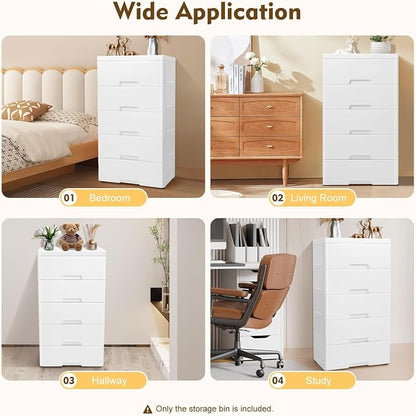 Plastic Drawers Dresser Storage Cabinet 5 Drawer Stackable Vertical Clothes - Image 8