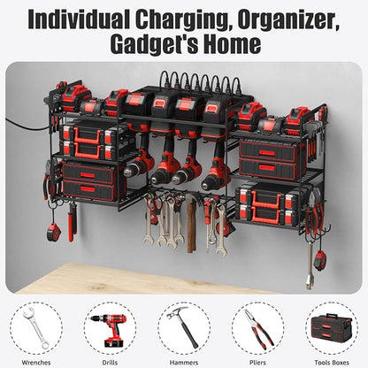 CCCEI Black Power Tool Organizer Wall Mount, Large Tools and Battery Storage - Image 7