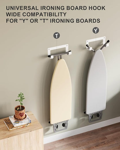 2PC Ironing Board Hanger Wall Mount Stainless Steel, Y T Leg Ironing Board - Image 2