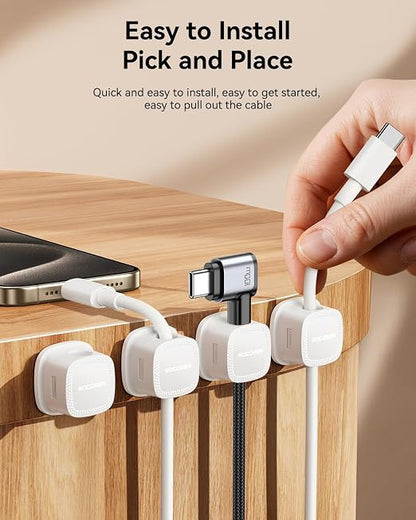 12-Pack Magnetic Cable Clips Cord Organizer-Cable Smooth Adjustable, Rocoren - Image 5