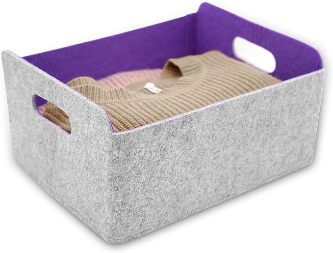 Welaxy Storage Baskets Felt Foldable Storage Cube bin Shelf Bins Organizer Felt - Image 4